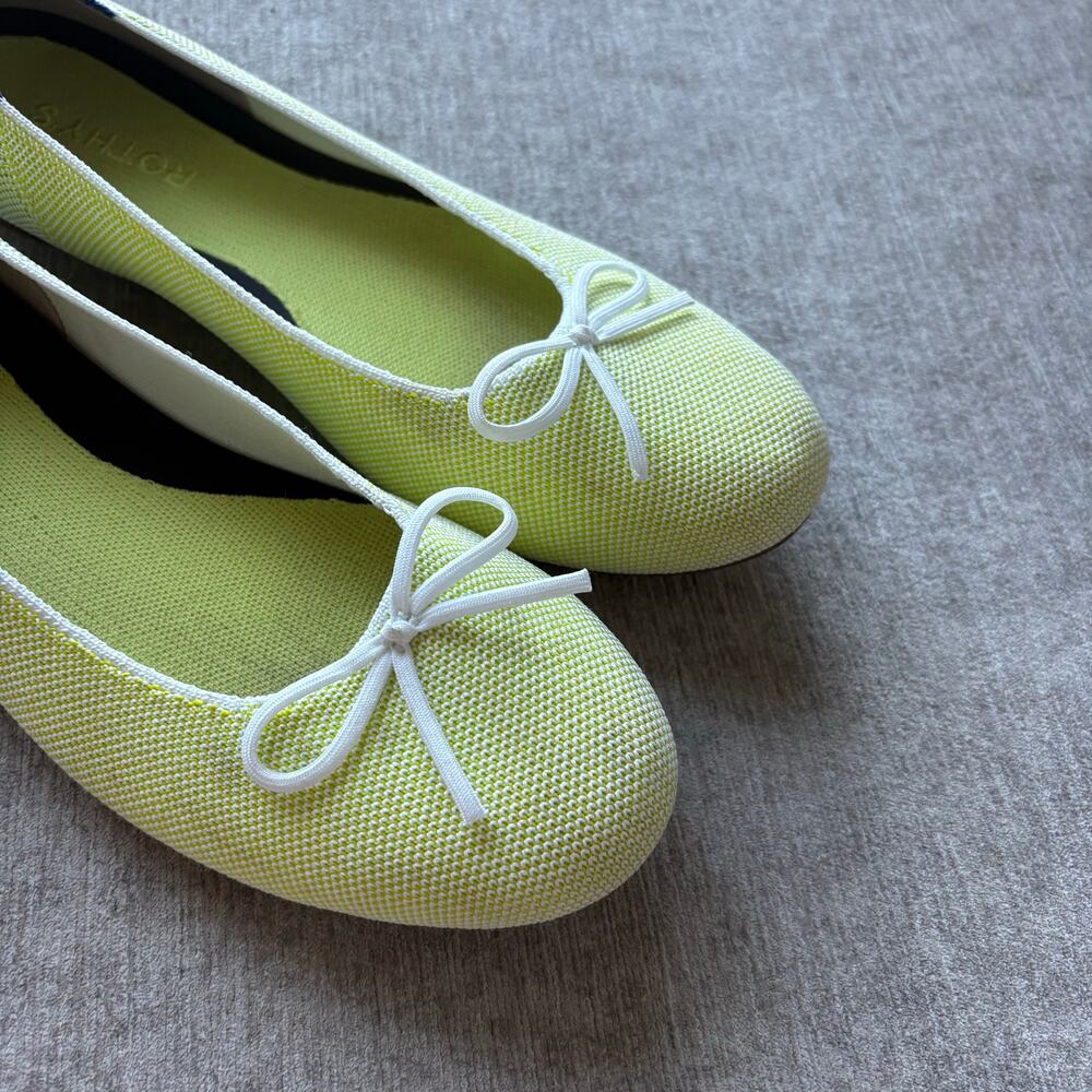 Rothy's The Ballet Flat in Chartreuse - Picture 4 of 9